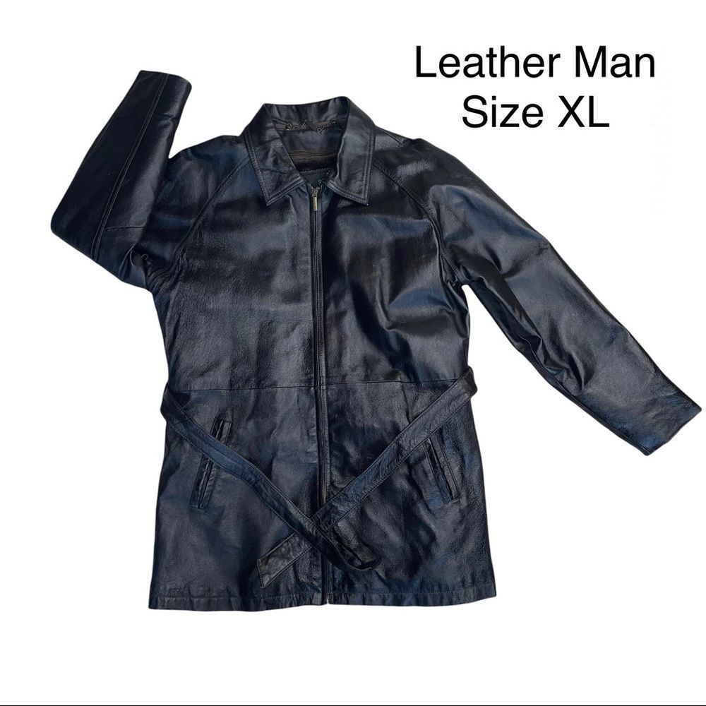 Leather Man Lined Leather Zip Up Coat Size XL